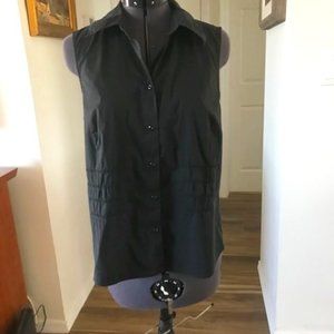 Loft cotton blend black sleeveless button down top